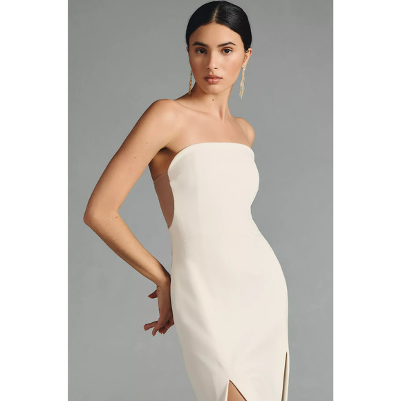 NWT MISHA Strapless Cutout Slit Ivory Maxi Dress - Medium - Picture 3 of 6